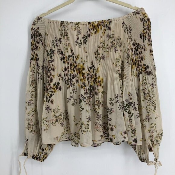 Aritzia Wilfred Talence Floral Chiffon Off The Shoulder Blouse Size XS - Picture 3 of 16